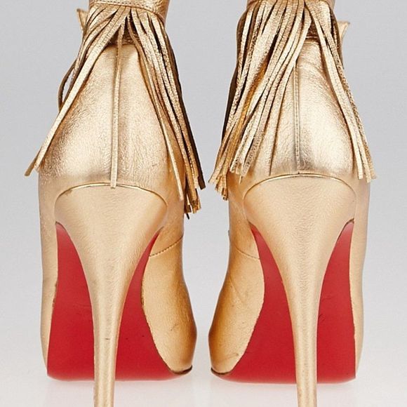Christian Louboutin Metallic Fringe Heels - Picture 2 of 16